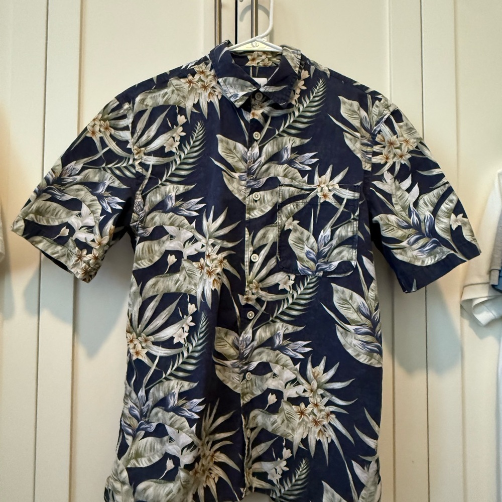 Zara Blue and Green Casual Button Down Shirt